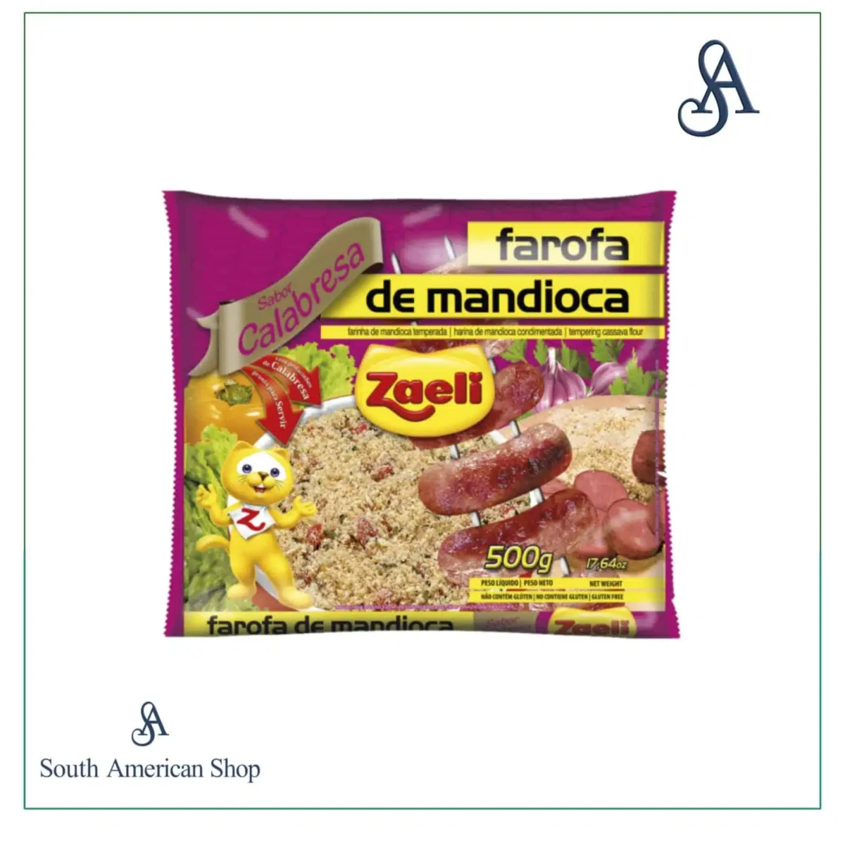 Farofa Pronta De Mandioca Sabor Calabresa 500Gr - Zaeli