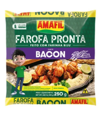 Farinha de Mandioca Temperada Sabor Bacon 250gr Amafil